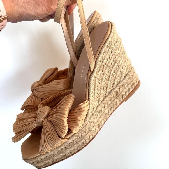 Loeffler Randall Peri Tan Wedge Sandals with Bow Detail - Picture 8 of 11